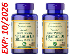 Vitamin D3 2000IU 2 X 200 pills=400 Softgels Max Strength MADE USA D 10/2026