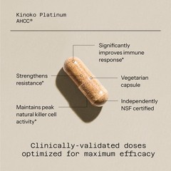 Premium Kinoko Platinum AHCC Herbal Supplement, 750mg per Capsule, for Immune…