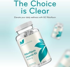 Clearformulas brand Vitamin B2 Riboflavin 400mg Capsules – B2 Vitamin 400mg