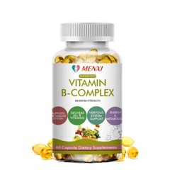 60pcs Vitamin B Complex, Vitamins B1, B2,B3,B5,B6,B8,B12, Energy, Metabolism Aid