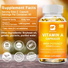 120pcs Vitamin A 10,000 IU Capsules,Support Immunity ,Bone & Eye Health