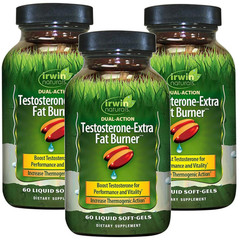 Irwin Naturals Testosterone‑Extra Fat Burner 60 Softgels Each (Pack of 3)