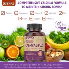 Vegan Cal MAG Plus Supplement with Calcium, Magnesium, Zinc, Boron, Vitamin C…