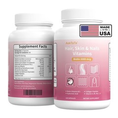 AskTaTa Hair Skin & Nails Vitamins Supplement for 1 Count (Pack of 1), White