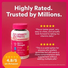 SmartyPants Women’s Multivitamin Gummies, Omega 3 120 Count (Pack of 1), Pink