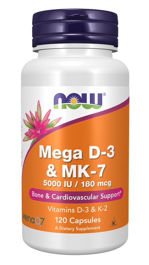 NOW Foods Mega D-3 & MK-7 120 Capsules