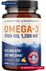 Triple Strength Omega 3 Fish Oil 1200 mg, EPA & DHA, Premium Wild Caught | Susta