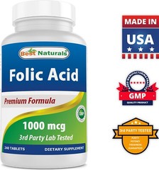 Best Naturals Folic Acid 1000 mcg (Vitamin B9), 240 Tablets