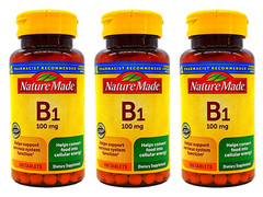 Nature Made Vitamin B1, 100mg Dietary Supplement – 3 Pack of 100 Tablets