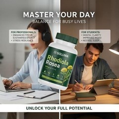 2 Set Soluma Rhodiola Rosea, 400mg Per Serving With Bioperine, 60 Capsules
