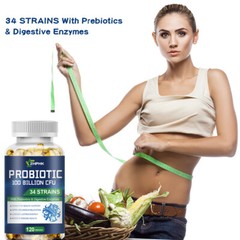Probiotics 100 Billion CFU Potency Digestive Immune Gut Health 120 Capsules
