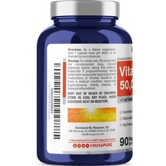 NusaPure Vitamin D3 50,000 IU 90 Veggie Capsules (Non-GMO)