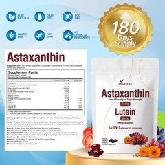 14-in-1 Astaxanthin 24mg & Lutein 40mg Supplements – 180 Softgels, Antioxidant,
