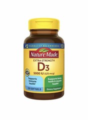 Nature Made Extra Strength Vitamin D3 5000 IU (125 mcg) Softgels, 220