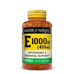 Mason Natural Vitamin E 450 mg 1000 IU. Immune System, Skin & Eyes, 50 Softgels