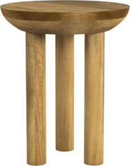 Spatial Order Natural Mango Wood 3-Leg End/Side round Table