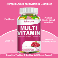Adult Multivitamin Gummies Vitamins C,D3, B6,B12& Zinc Immune Support 60 Gummies
