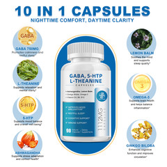 1-5x Gamma Aminobutyric Acid 750Mg& L-Theanine Ashwagandha for Sleep Capsules
