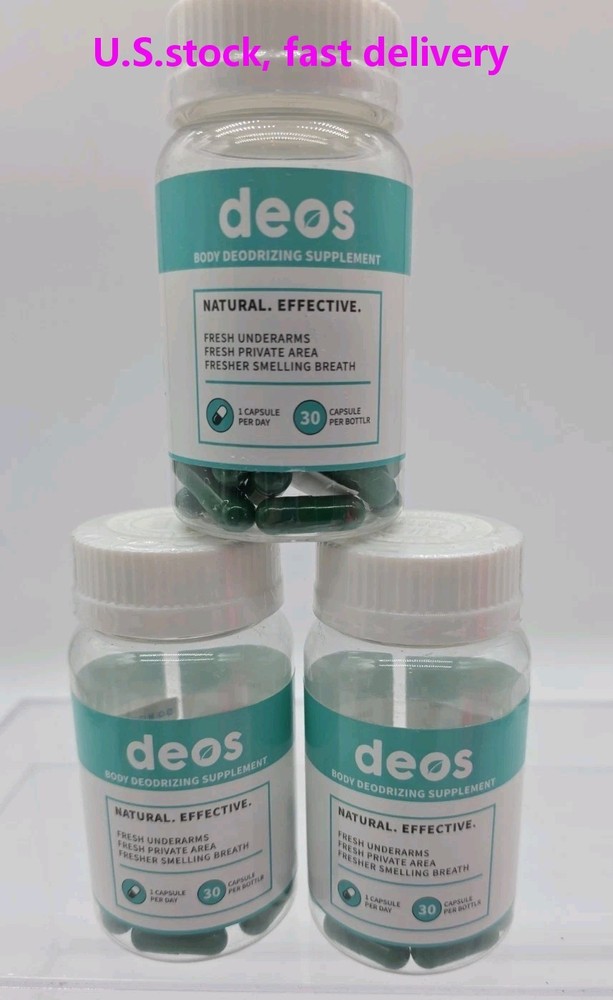 DEOS Body Deodorizing Supplement Natural Organic 30 Caps Each 3pk Exp 1/28