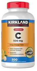 Kirkland Signature Chewable Vitamin C 500 mg, 500 Tablets Tangy Orange exp 5/28