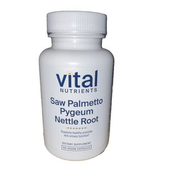Vital Nutrients Saw Palmetto with Pygeum & Nettle Root Vegan 60 Capsules Ex 9/27