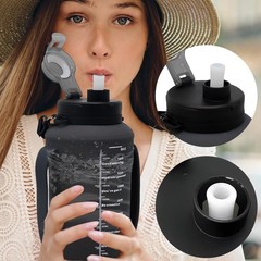 LELExilan 64oz Foldable Silicone Water Bottle with Straw, 64 Ounces, Black