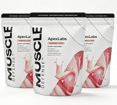 3 Pack ApexLabs Muscle Defense Strawberry Flavor Dietary Supplement Powder
