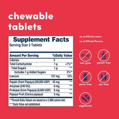 Papaya Enzyme 250 Chewable Tablets – & Gluten-Free Digestive Aid
