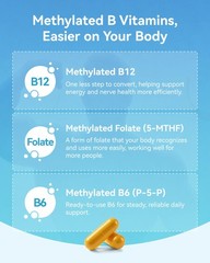 Inner Brightness Vitamin B Complex – Methylated Active B12 B6 Folate 90 Capsules
