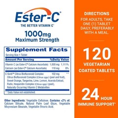 Ester-C Vitamin C 1000mg Tablets Immune Support Stomach Friendly 120 Count