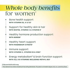 MegaFood Whole Body Womens Multivitamin Vitamin D3 K2 Magnesium Citrate, Folate