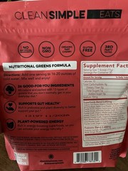 Clean Simple Eats Greens + Superfoods Cherry Limeade Powder 11.6 oz Non-GMO