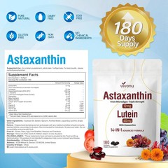 VivoNu 14-in-1 Astaxanthin 12mg & Lutein 40mg with Zeaxanthin Supplements, 6 Mon