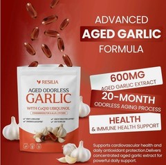 Resilia Garlic Extract 600mg Softgels (60 Count) – Odorless Aged Garlic Extra…