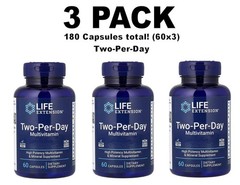 Life Extension, Two-Per-Day Multivitamin, 3 PACK, 60 capsules each (180 total!)