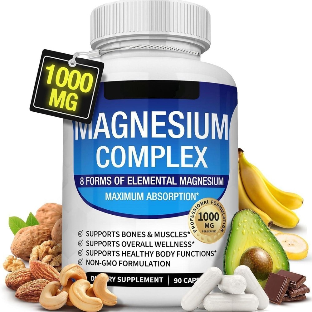 Magnesium Complex 1000mg 7 Forms Sleep Support Muscle Relaxation 90 Capsules