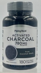 Activated Charcoal 780mg 180 Capsules by Piping Rock EXP 02/2027 Non-GMO