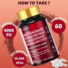 Nattokinase 4000 FU Enzyme, Heart/Brain Health, Blood Circulation Cardiovascular