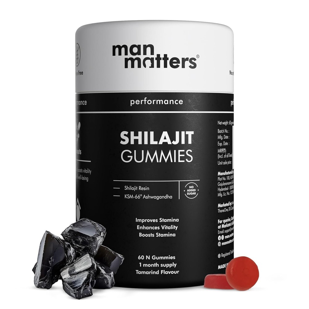 Man Matters Pure Himalayan Shilajit Gummies with KSM-66 Ashwagandha 60N Gummies