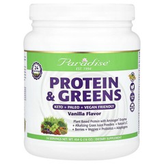 Paradise Herbs Protein Greens Vanilla Flavor 16 oz 454 g Casein-Free ,