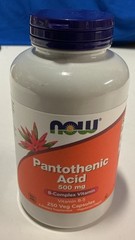 NOW Foods Pantothenic Acid 500 mg 250 Veg Capsules