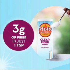 Metamucil Clear Fiber Supplement, Unflavored, 11.6 oz LOT OF 8 New Meta Mucil