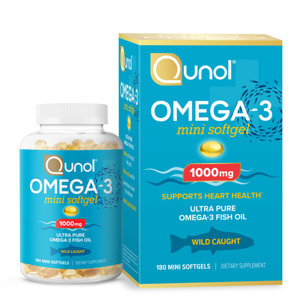 Qunol Omega-3 mini Softgels Support Heart Health 180 Count