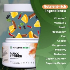 NATURES BLAST GlucoPowder with White Mulberry Extract & Ceylon Cinnamon Orga…