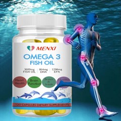 Omega 3 Fish Oil Capsules 3x Strength 3600mg EPA & DHA, Highest Potency 120Pills