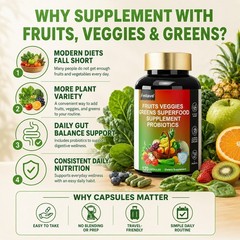 2pack 70 Fruit and Veggies Whole food Natural Supplement 1B CFU Probiotics 240ct