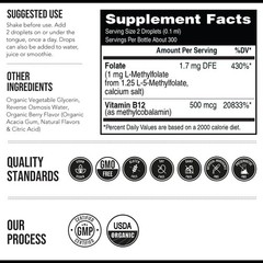 Organic Methyl Folate 1000mcg + Methyl B12 Liquid Drops – Mood & Cognition Boost