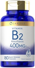 Vitamin B2 400mg Riboflavin Non-GMO Gluten Free Supplement 180 Count Capsules