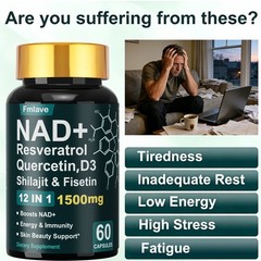 NAD + Resveratrol Quercetin D3, Shilajit & Fisetin, Enhance Cellular Energy 60ct