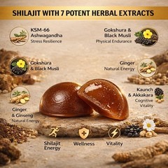 Shilajit Gold Gummies 3000mg Dietary Supplement Ashwagandha Black Musli 60 Ct